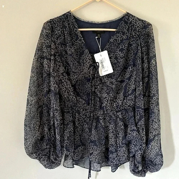 Ted Baker London Tops - NWT Ted Baker London Mildrid Navy Tie Blouse - Size 1/S